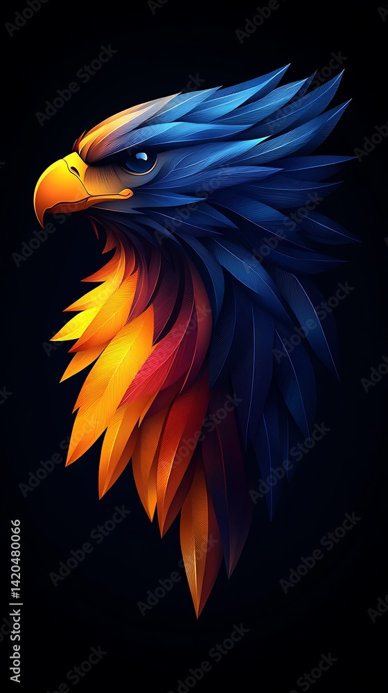 Obraz premium Dynamic eagle with glowing effects high resolution photo