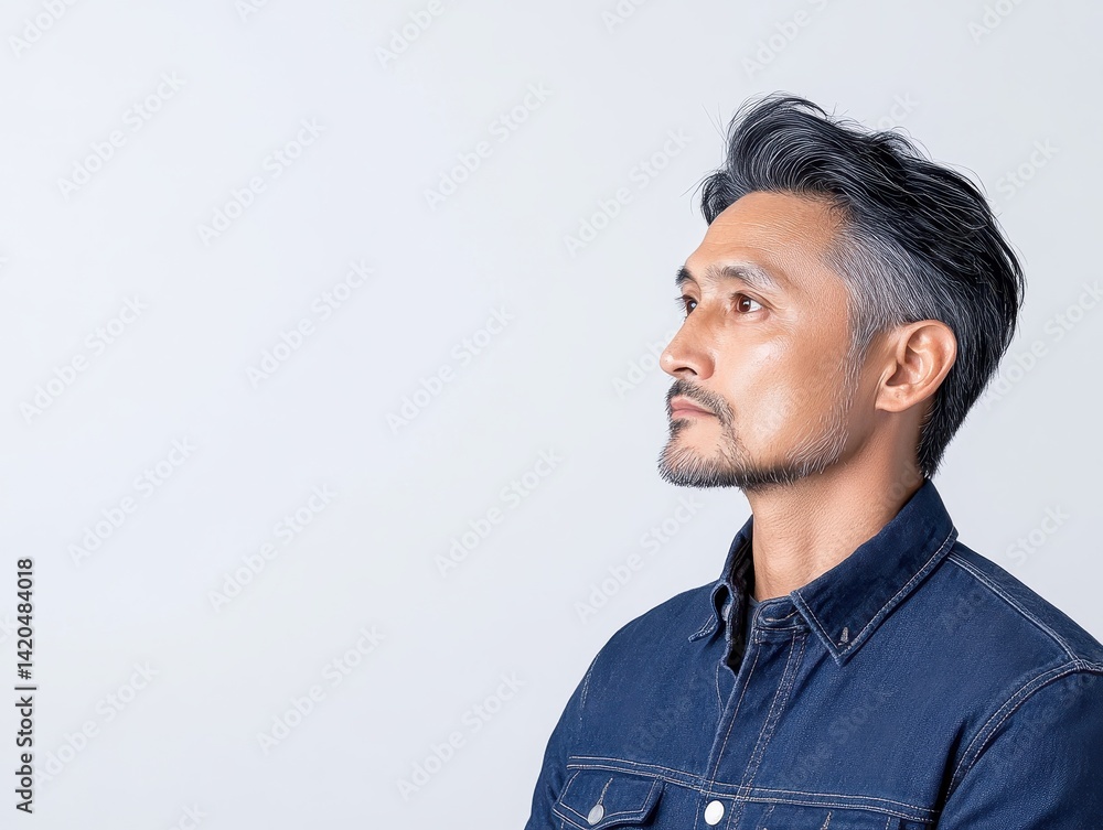 Man Profile, Thoughtful Gaze Man Profile, Thoughtful Gaze