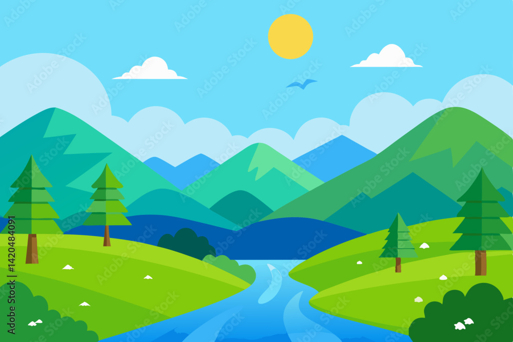 Fototapeta premium summer landscape with mountains