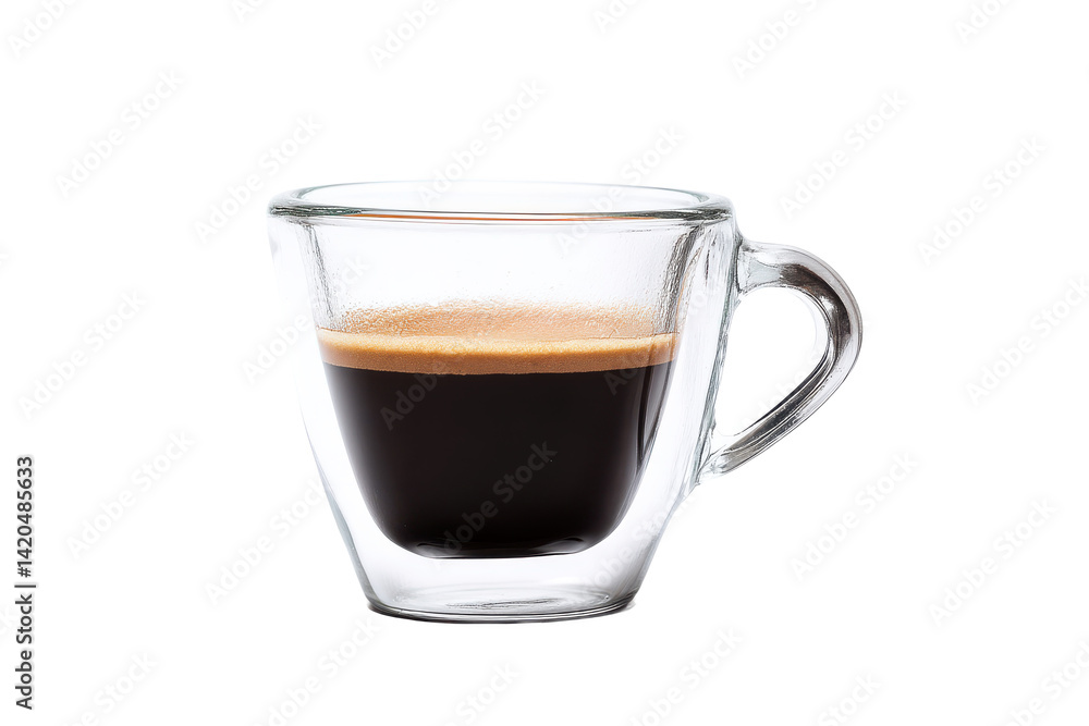 Aromatic Awakening: A Cup of Steaming Espresso in a Modern Glass Mug, Ready to Kickstart Your Day Aromatic Awakening: A Cup of Steaming Espresso in a Modern Glass Mug, Ready to Kickstart Your Day
