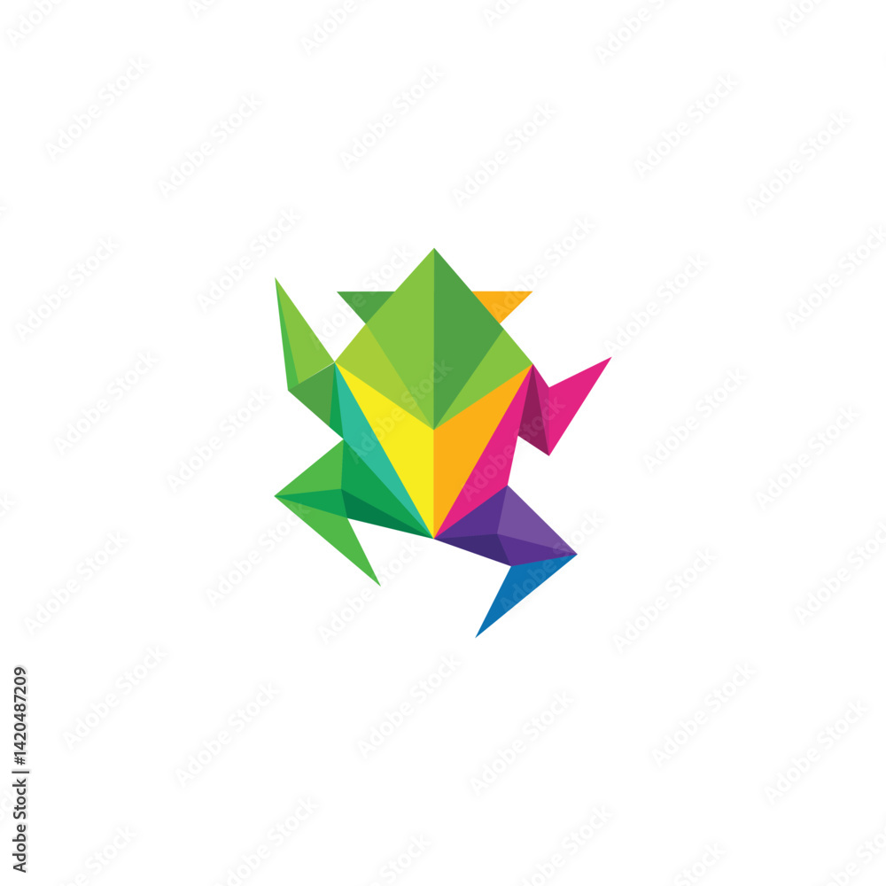 Obraz premium Frog Origami Logo in illustrator