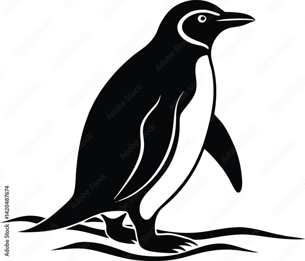 Obraz premium Silhouette of Penguin walking on ice