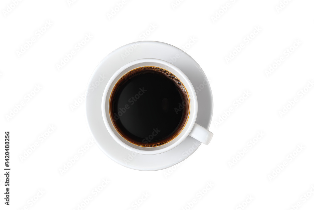 An Eye-Level Glimpse of Coffee: A Solitary White Cup Filled with Rich Brewed Coffee on a White Saucer, Ready to Energize and Inspire. An Eye-Level Glimpse of Coffee: A Solitary White Cup Filled with Rich Brewed Coffee on a White Saucer, Ready to Energize and Inspire.