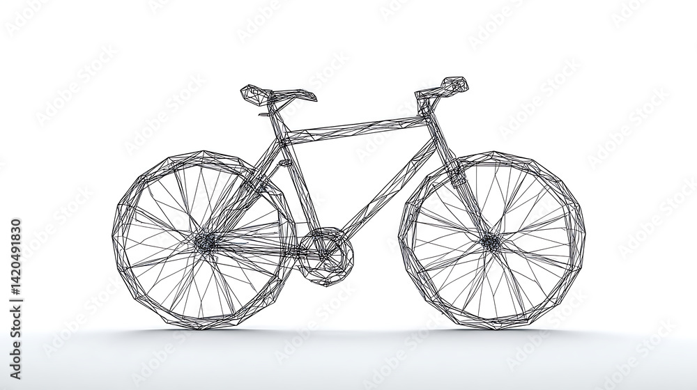 Fototapeta premium wireframe bicycle model representing urban mobility and modern design, showcasing intricate lines and geometric shapes. This artistic representation emphasizes creativity and innovation