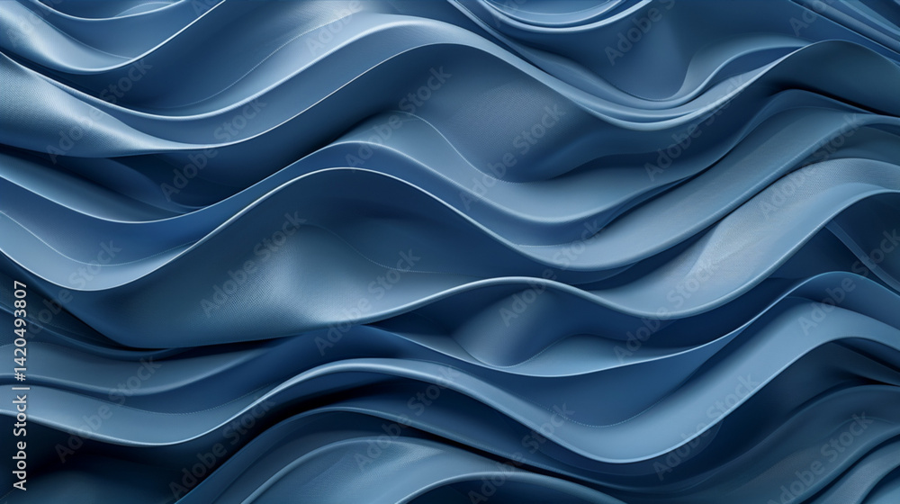 Obraz premium Blue abstract tech visualization with connected geometric elements and a wave pattern, suitable for professional presentations.