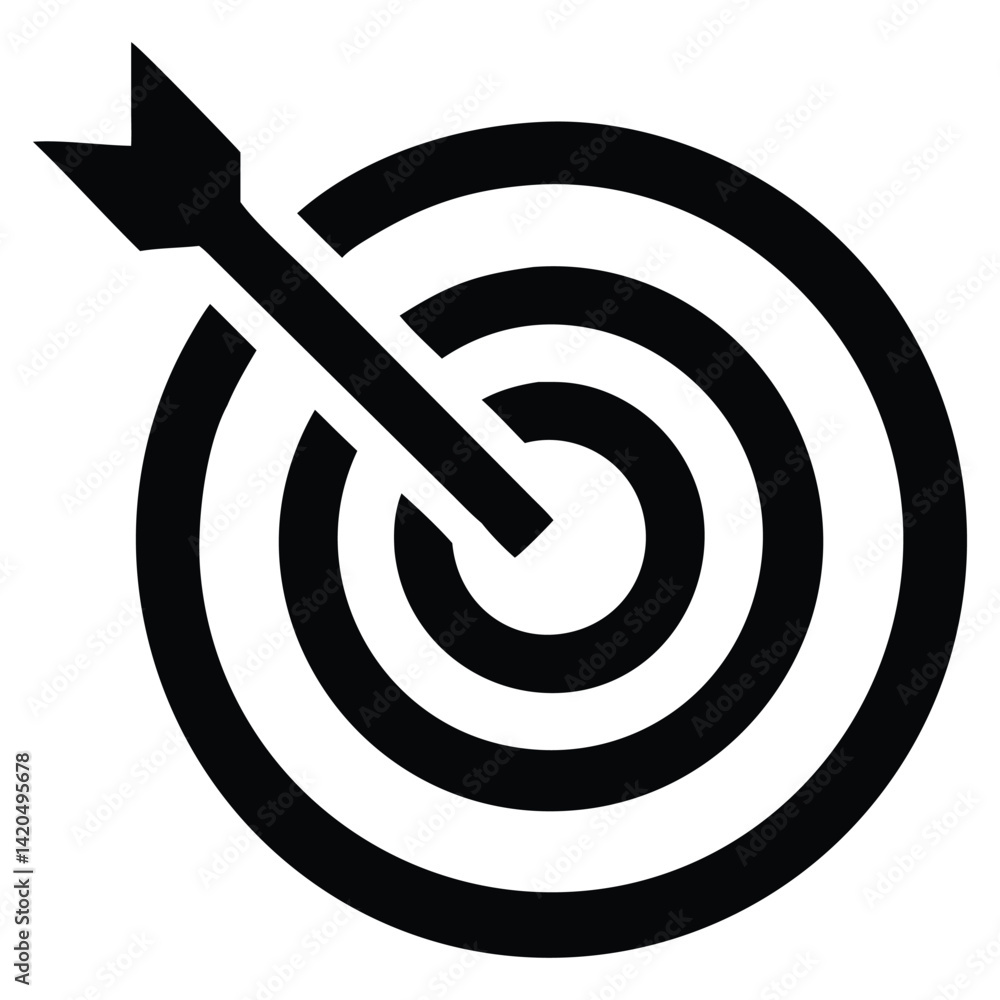 Bullseye Target with Arrow - Goal Achievement Icon Bullseye Target with Arrow - Goal Achievement Icon