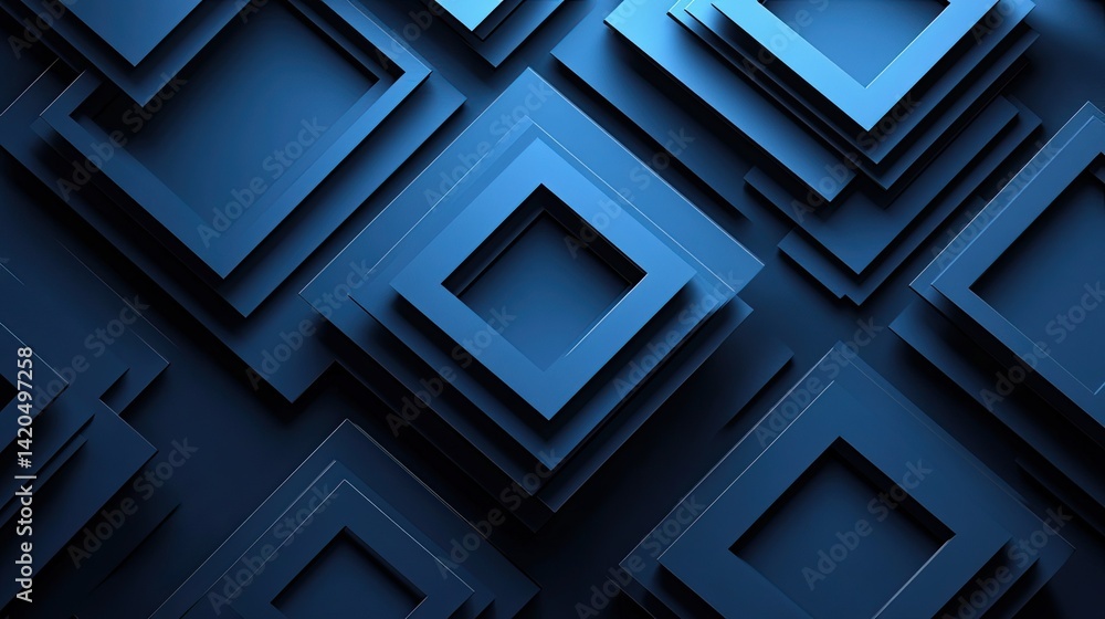 Contemporary blue square background with geometric patterns Contemporary blue square background with geometric patterns
