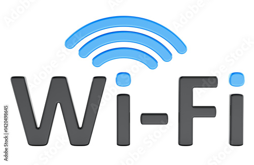 Wi-Fi concept. 3D rendering isolated on transparent background