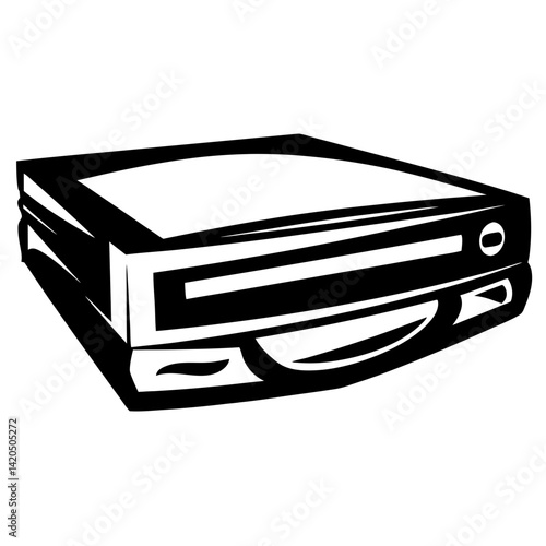 Monochrome Illustration of an External CD or DVD Drive Optical Disk Reader