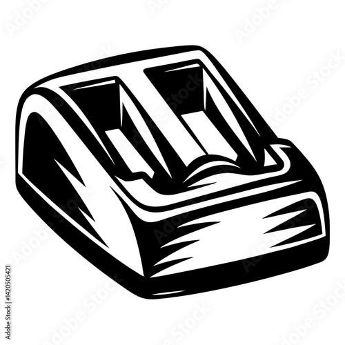 Black and white illustration of a desk tape dispenser stationary supply