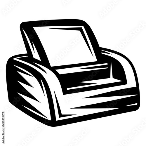 Stylized Inkjet Printer Illustration in Black and White, Perfect for Tech Themes