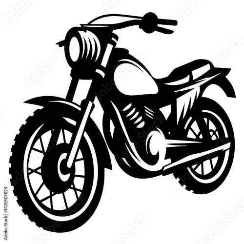 Bold Monochrome Motorcycle Illustration Showcasing Classic Design and Powerful Silhouette