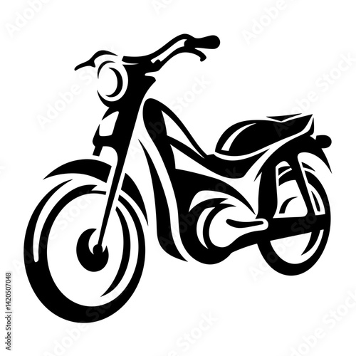 Stylized Single Color Vector Illustration of a Small Displacement Motorcycle
