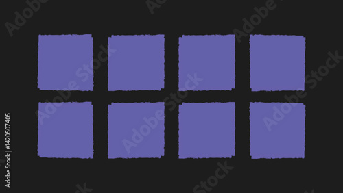 Rough square paint frame in brush style. Hand drawn texture and stamp border. Grunge shape element set. Vector illustration