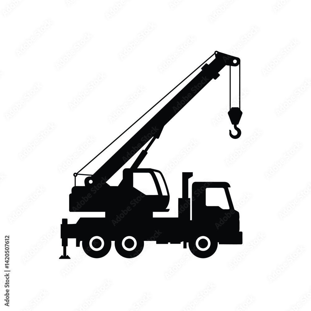 Mobile Crane Truck Vector Silhouette For Construction And Heavy Lifting Projects Mobile Crane Truck Vector Silhouette For Construction And Heavy Lifting Projects