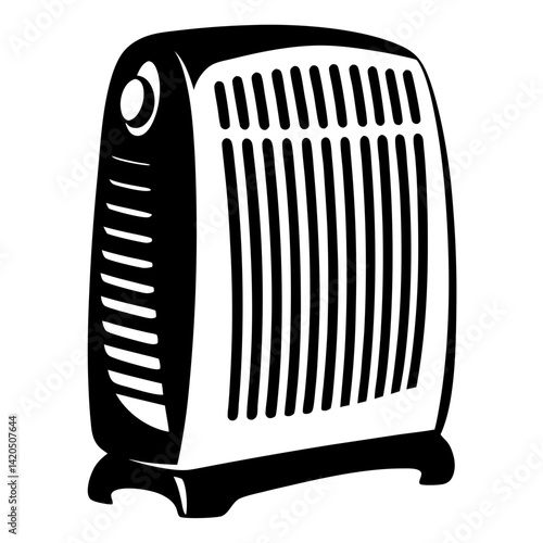 Monochrome Illustration of a Portable Space Heater for Home or Office