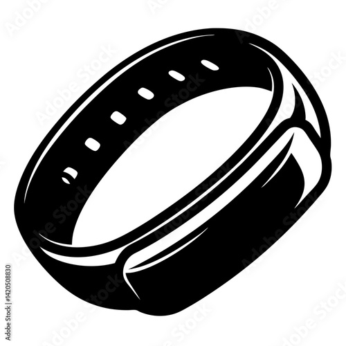 Minimalist Black and White Fitness Tracker Watch Illustration for Health Monitoring