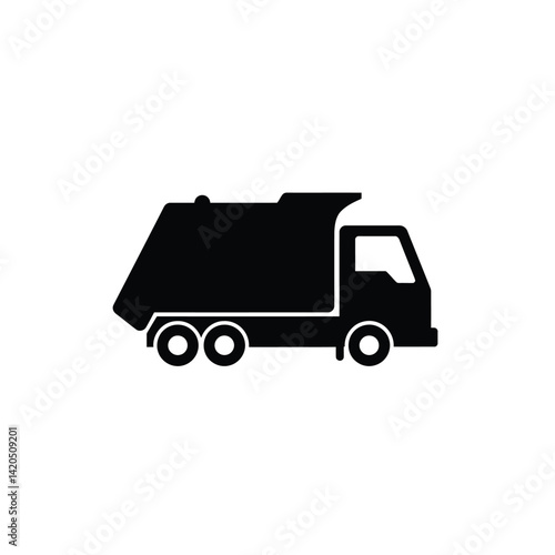 Black Silhouette Illustration Of A Sanitation Truck For Waste Collection Services