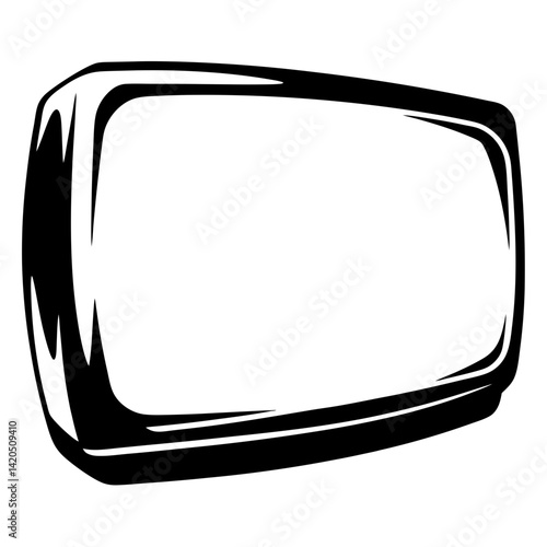 Bold black and white stylized retro television screen or monitor frame