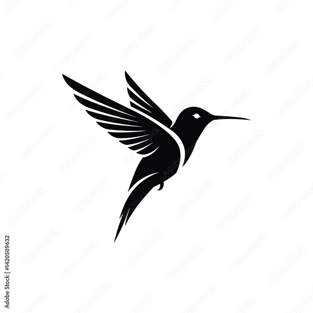 Obraz premium Elegant Hummingbird Illustration Featuring Clean Lines And A Simple Black Color Palette