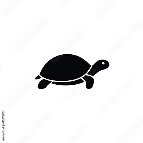 Simple Black Silhouette Of Turtle Isolated On White Background Illustration Vector
