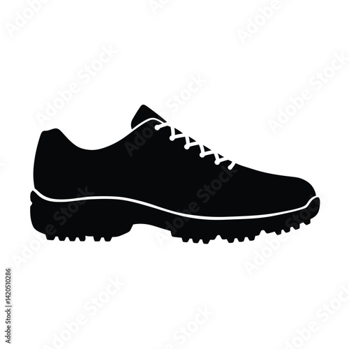 Black Golf Shoe Silhouette Isolated On White Background For Sport Design Projects
