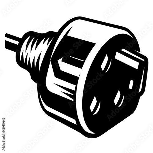 Black and white illustration of a three prong electrical power plug