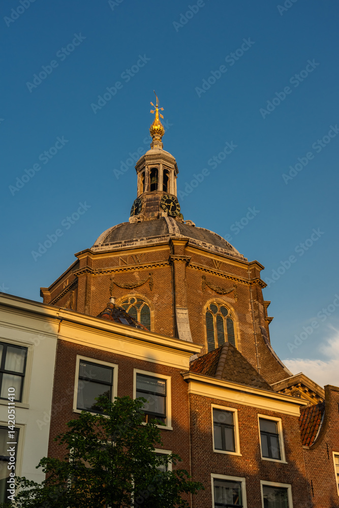 Church of Leiden at sunset, Netherlands