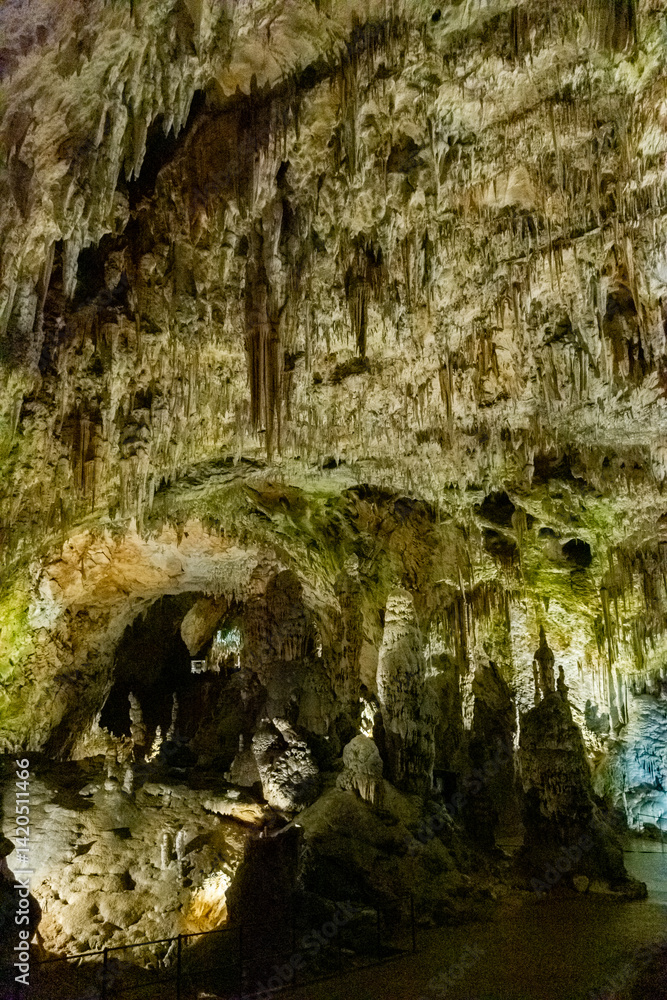 Exploring beautiful Postojna cave in Slovenia the most visited european cave. Thousands of stalagmites and stalactites