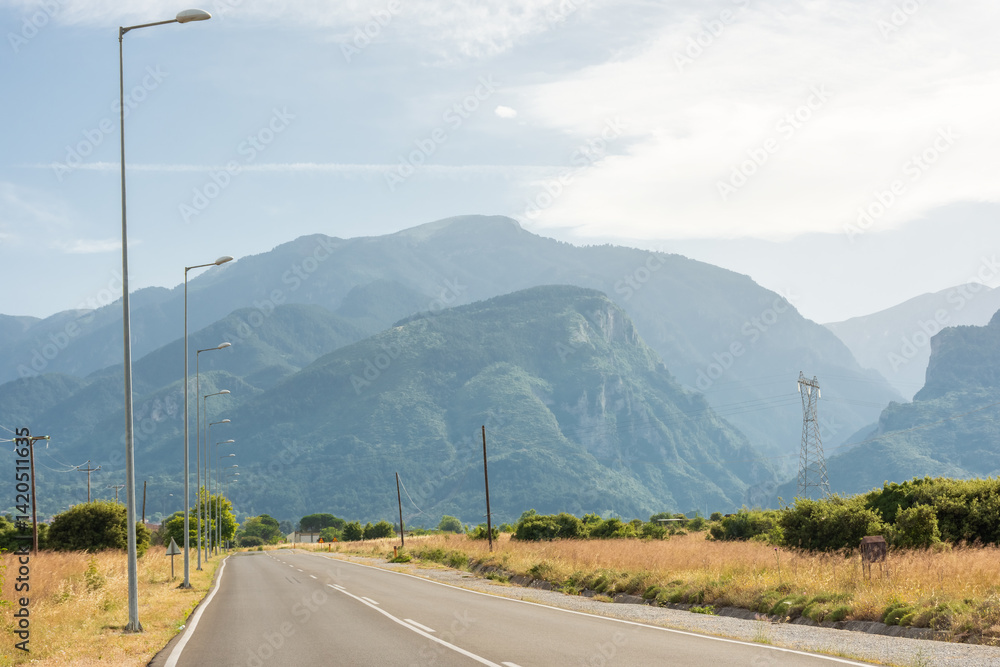 Highway of the Mount Olympus in Greece