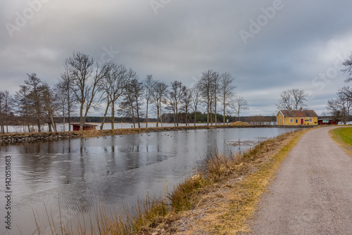 Morning view of the Sjotorp Lake,  Gota Canal, Sweden