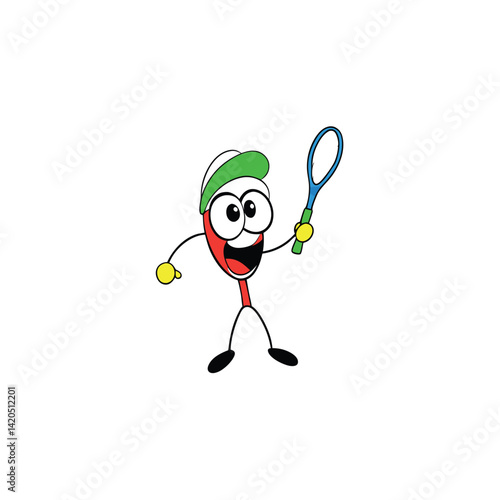 Goofy Tennis Racket With Eyes And A Headband Dub