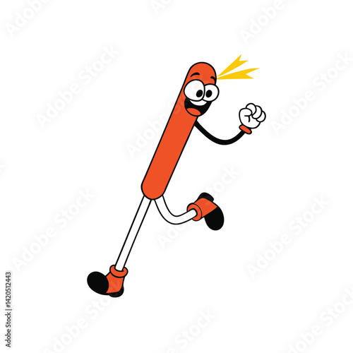 Funky Cartoon Baton Relay Race Sprinting In Pla