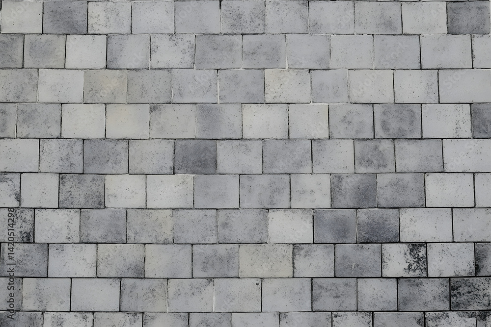 Naklejka premium Facing gray tiles as grey modern background. paving decorative stone tiles top view. tiles for exterior floor. Textured square smooth bright glazed slabs cement texture wall backdrop nobody front view