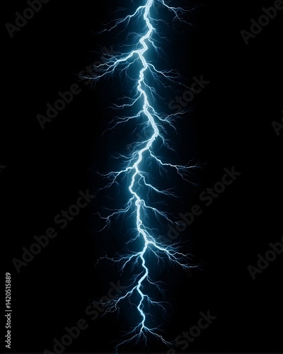 Obraz na płótnie Bright Blue Lightning Strike on Black Background w salonie