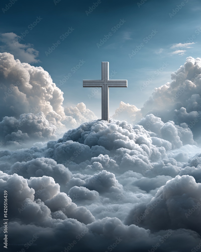 Cross on Clouds: Symbol of Faith and Spirituality
