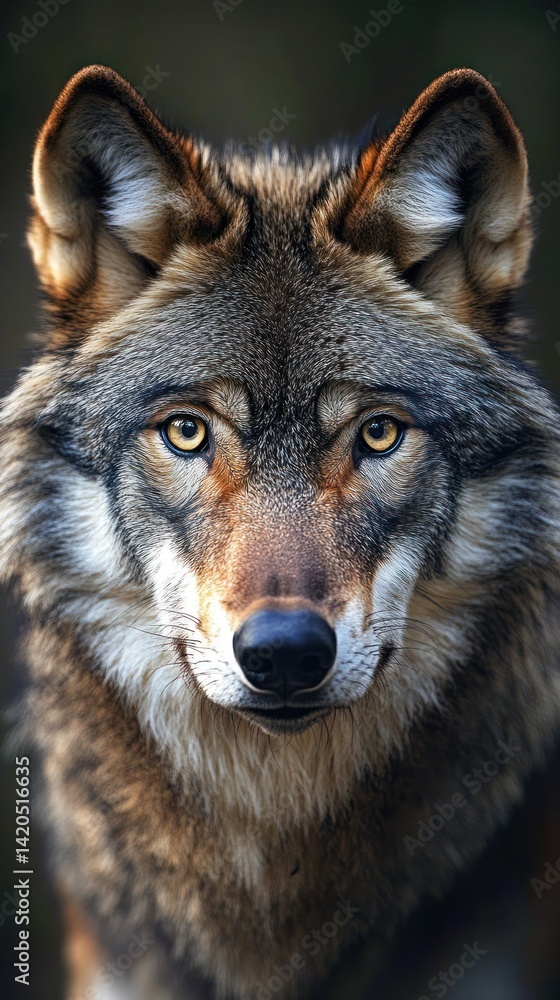 Obraz premium Intense gaze of a wolf, capturing its raw emotion and inherent strength