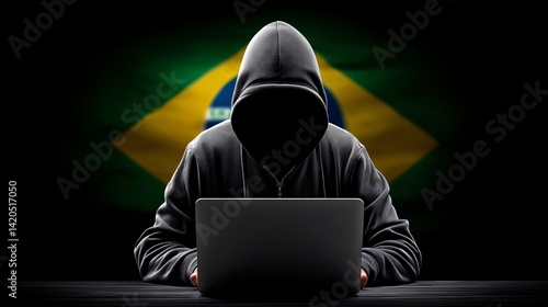 Obraz na płótnie Anonymous hacker engaged in cyber crime against Brazil w salonie