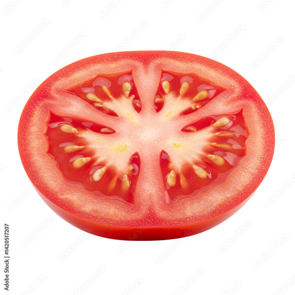 custom made wallpaper toronto digitalFresh juicy tomato slice isolated on transparent background. Vibrant red color, visible seeds and pulp, perfect for food design or cooking concept visuals.