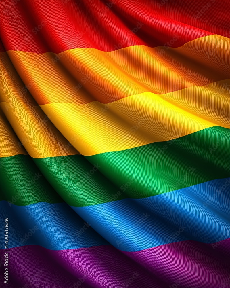 Vibrant Rainbow Flag Fabric Waves