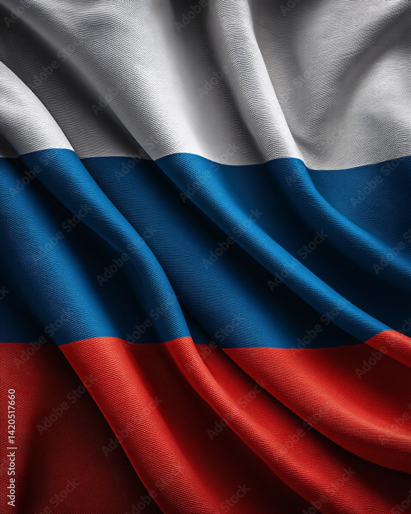 Close-Up of the Russian Flag with Rich Textures