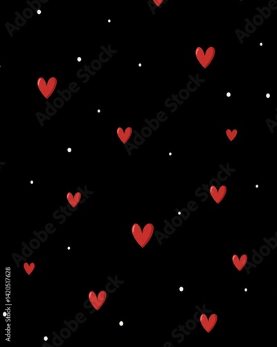 Obraz na płótnie Red Hearts on Black Background for Romantic Design w salonie