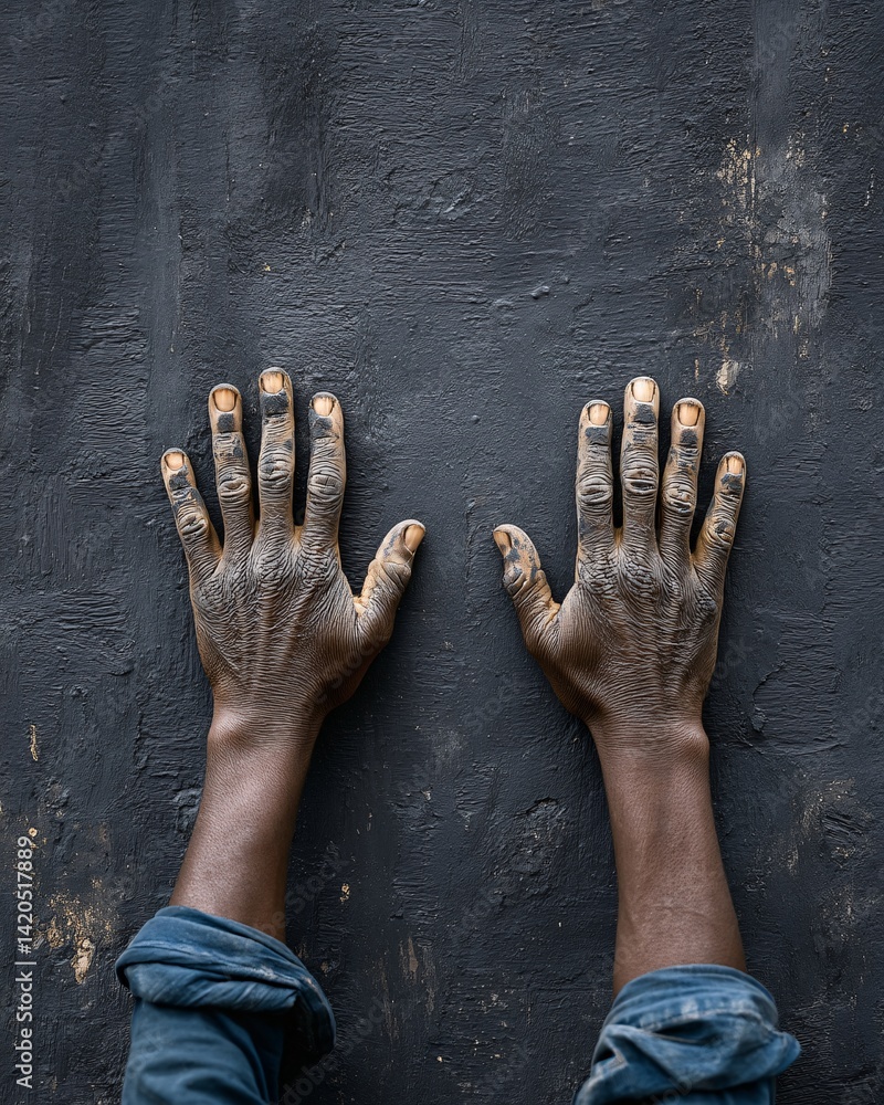 Textured Hands Against Dark Background