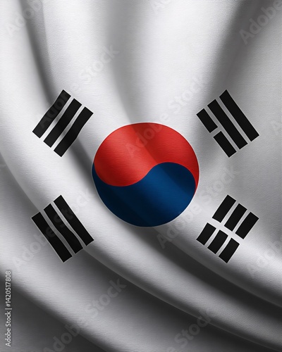 Obraz na płótnie Waving South Korean Flag with Texture w salonie