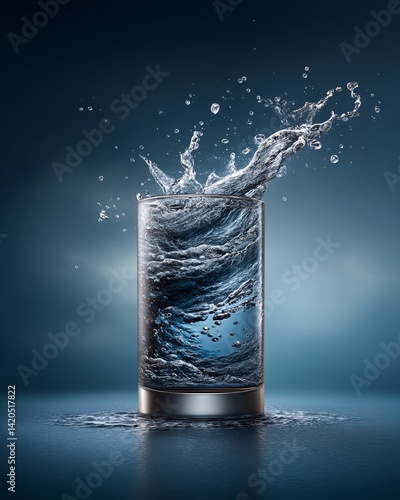 Obraz na płótnie Dynamic Splash of Water in a Glass w salonie