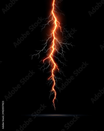 Obraz na płótnie Striking Lightning Bolt Against Black Background w salonie