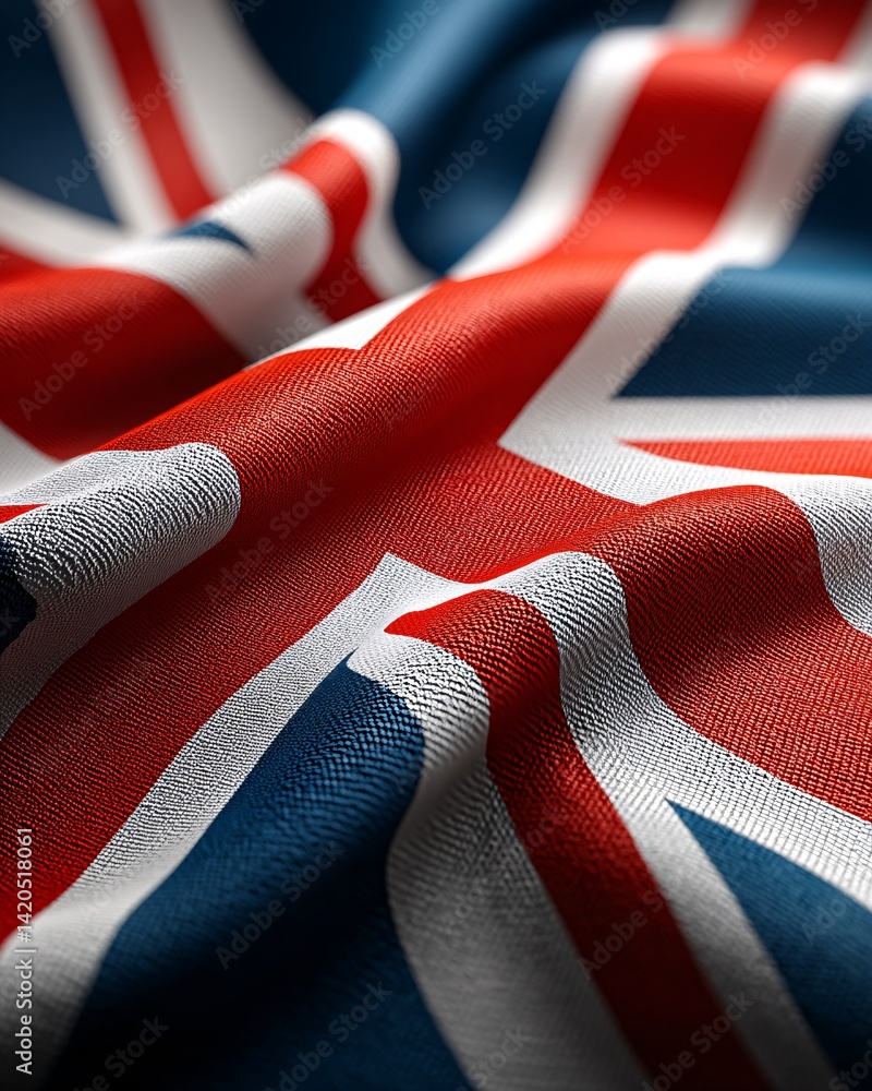 Close-up of the Union Jack Flag Fabric Texture