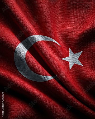 Obraz na płótnie Textured Turkish Flag with Crescent and Star w salonie