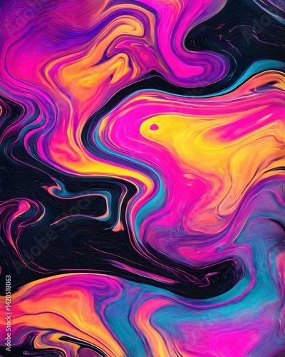 Obraz na płótnie Vibrant Abstract Swirl of Colorful Waves w salonie