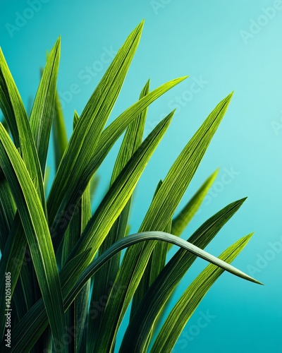 Beautiful Close-Up of Vibrant Green Leaves Against a Soft Blue Background